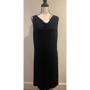 Chico's Elegant Black Midi Dress Travel Knit Size 2 L/XL